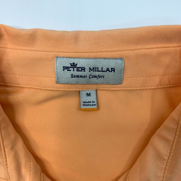 Peter Millar Summer Comfort Polo Shirt Mens M Medium Orange Stretch Sweat Wick - Picture 5 of 13